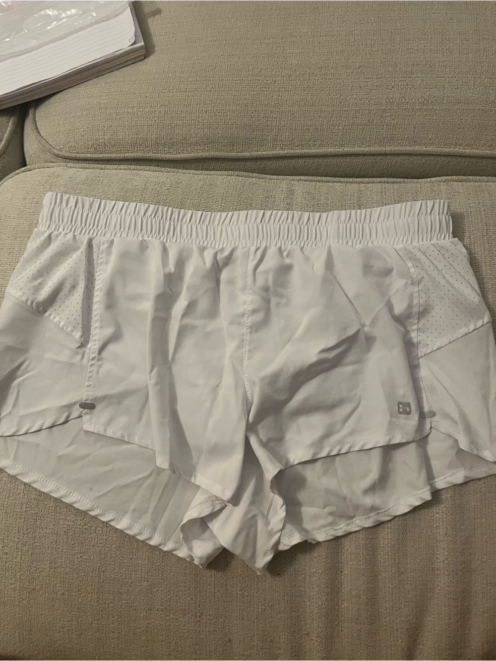 Hind White Women's Athletic Shorts with Perforated Side Panels